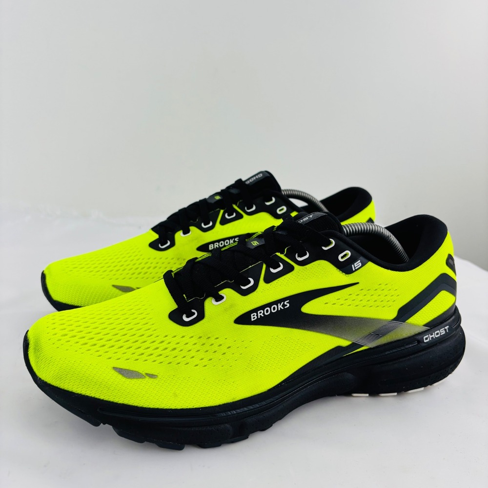 Brooks Ghost 15 Shoes Mens Size 11.5 Yellow Neon Running Sneakers 1103931D762